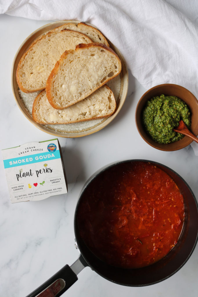 Vegan Pesto Grilled Cheeze with Tomato Soup | Plant Perks